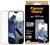 "Szkło hartowane Panzer Glass Ultra-Wide Fit Zabezpieczenie ekranu do iPhone 17 Pro Max" na opakowaniu, przedstawiające osobę w niebieskiej kurtce rzucającą telefonem.