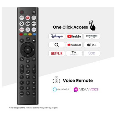 Pilot telewizyjny z przyciskami oznaczonymi logo popularnych serwisów streamingowych takich jak Disney+, YouTube i Netflix. Wyposażony w funkcję wsparcia sterowania głosowego.