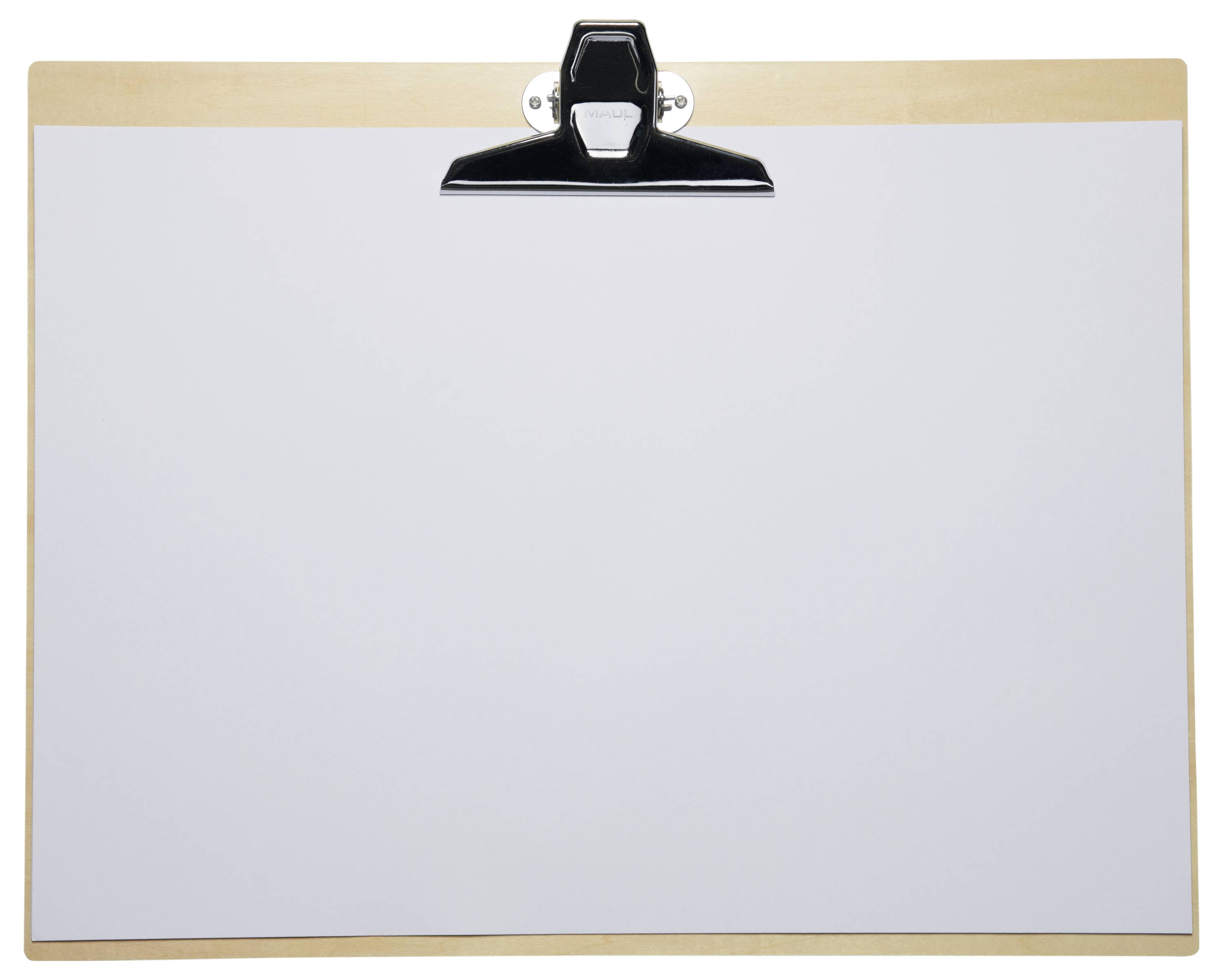 Pusta tablica z drewnianą ramą i czarnym klipsem na górze, odpowiednia do pionowego mocowania dokumentów.