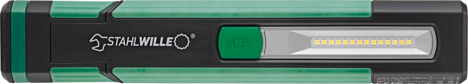 Stahlwille 77490019 Ручний світлодіодний світильник з акумулятором, 1000 лм, магніти, поворотний гачок, час освітлення 7 год. Кл