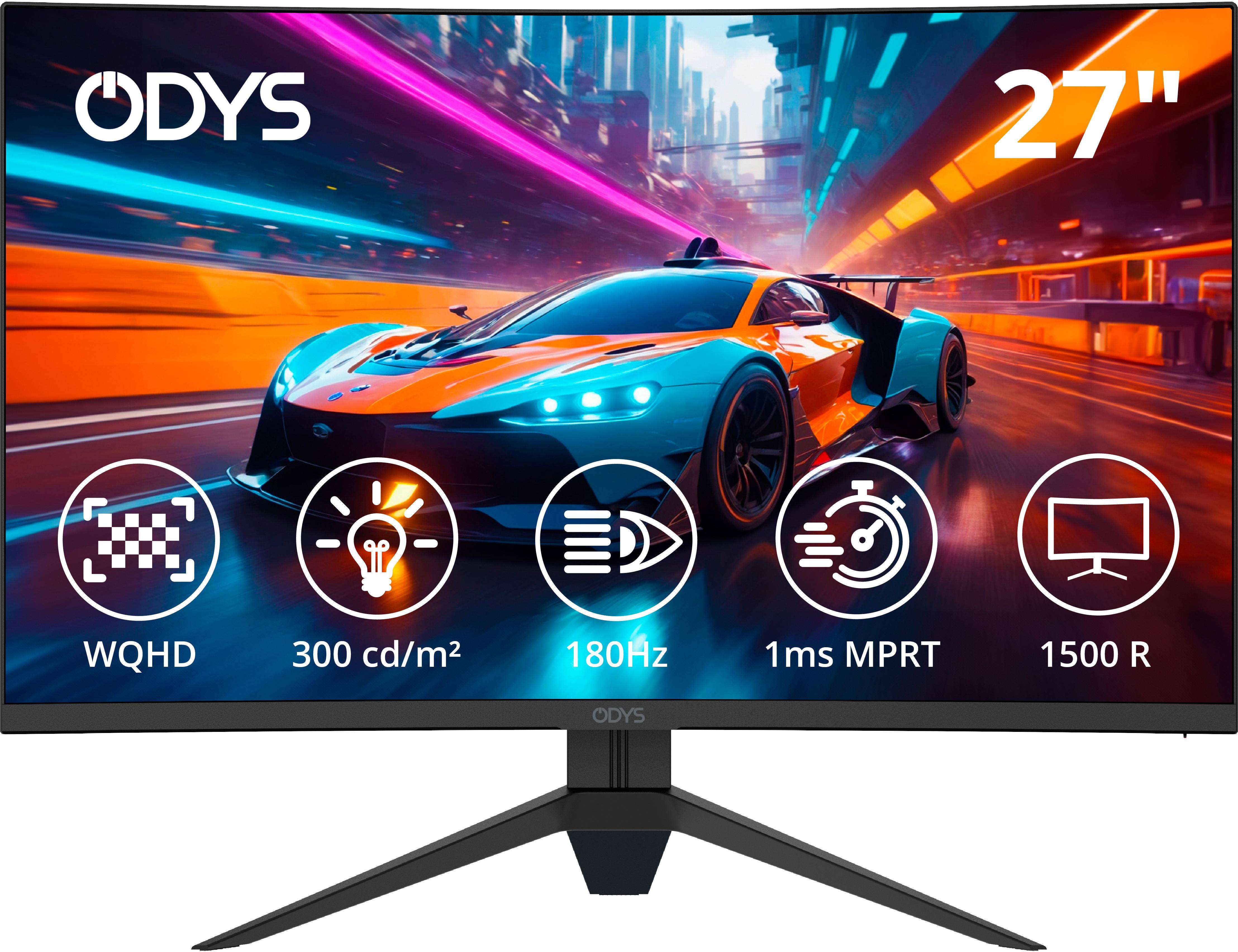 Монітор ODYS Q27-X EEK F (A - G) 68,6 см (27 дюймів) 2560 x 1440 пікселів 16:9 1 мс HDMI® 2.1, DisplayPort, навушники (роз'єм 3,5