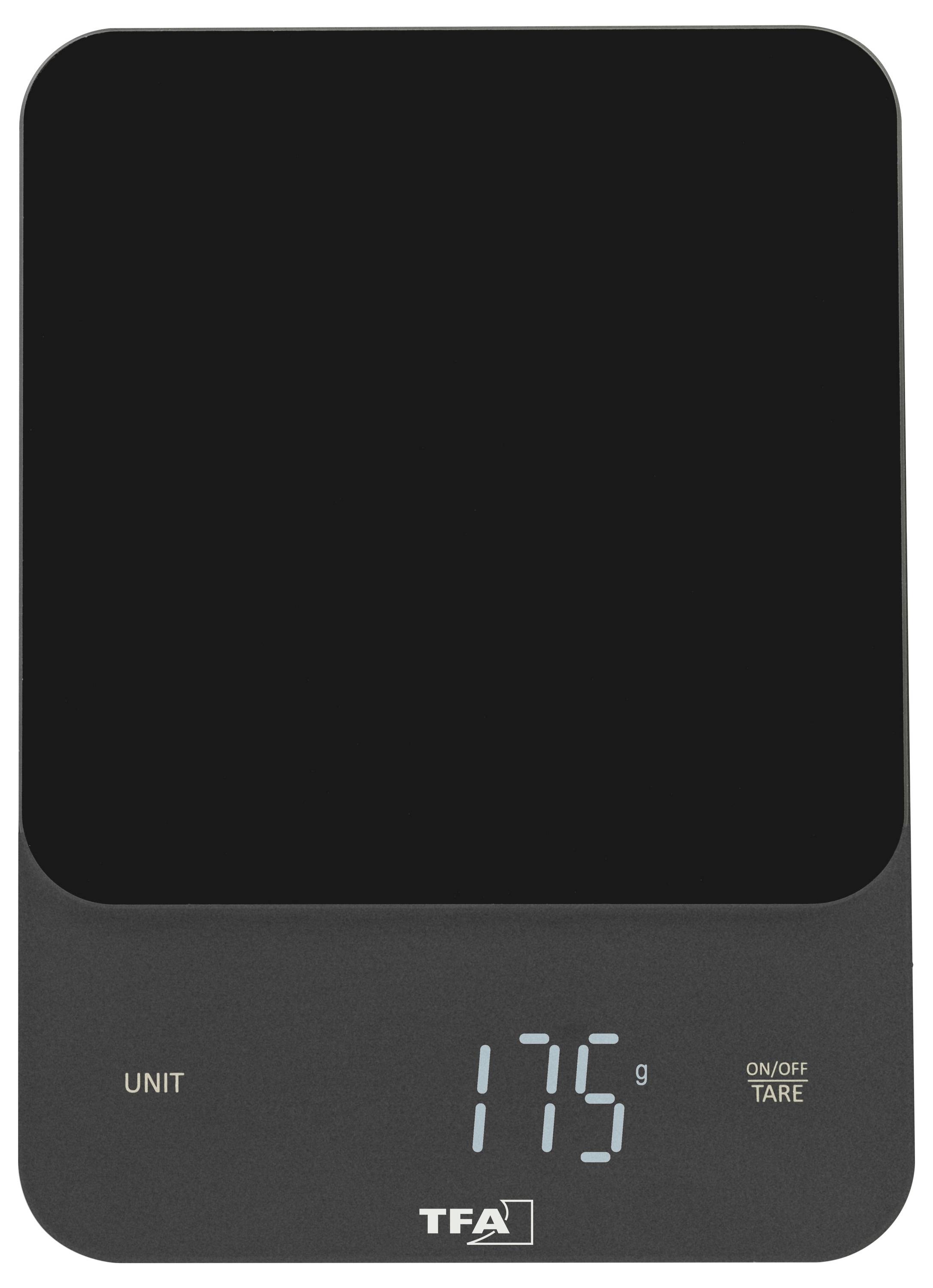 Цифрові кухонні ваги TFA Dostmann BROWNIE, діапазон вимірювання макс. = 5000 г, чорні, 130 x 180 x 20