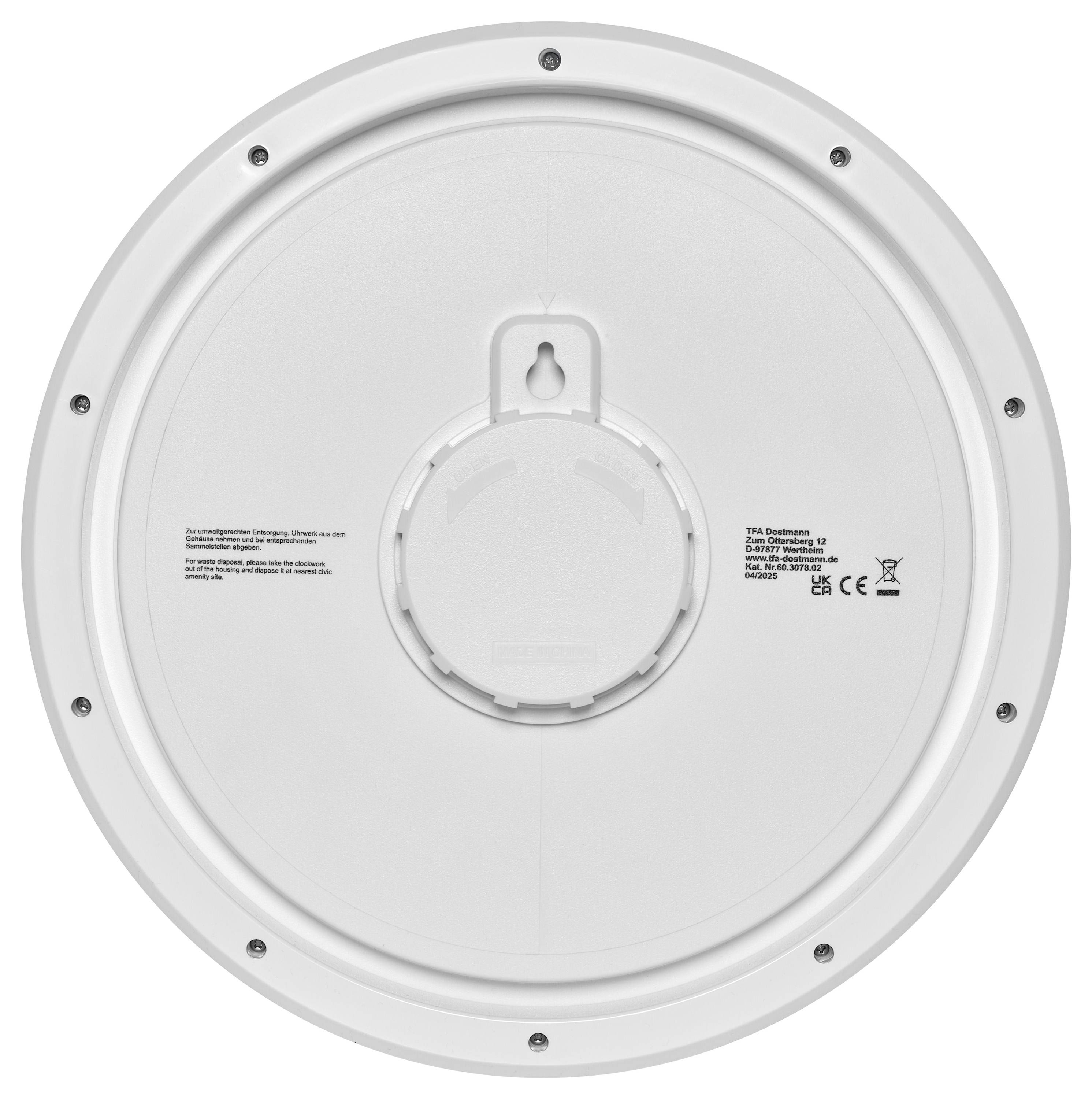 Кварцовий годинник для активного відпочинку TFA Dostmann 60.3078.02, 330 мм x 52 мм, білий, водонепроникний