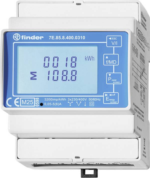 Finder 7E.85.8.400.0310 7E.85.8.400.0310 Licznik energii cyfrowy Zezwolenie MID: tak 1 szt.