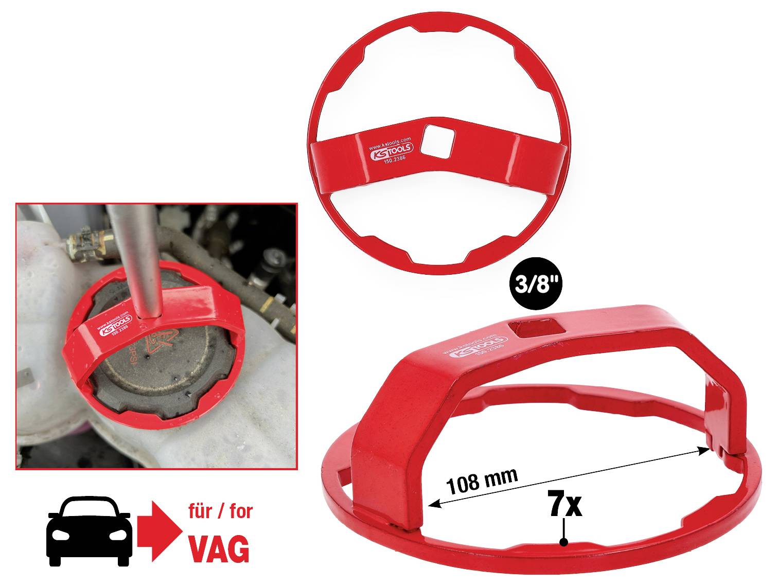 Narzędzie do demontażu filtra oleju do pojazdów VAG, 108 mm, kompatybilne z kluczem nasadowym 3/8".