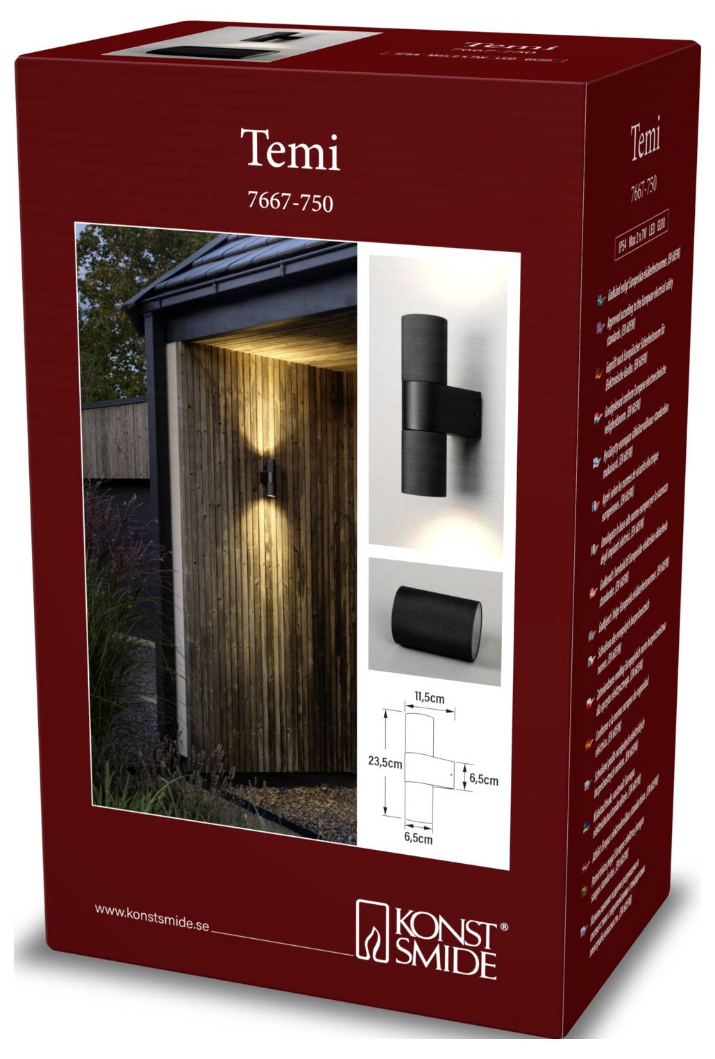 Zewnętrzna lampa ścienna Konstsmide Temi 7667-750 14 W IP54-1