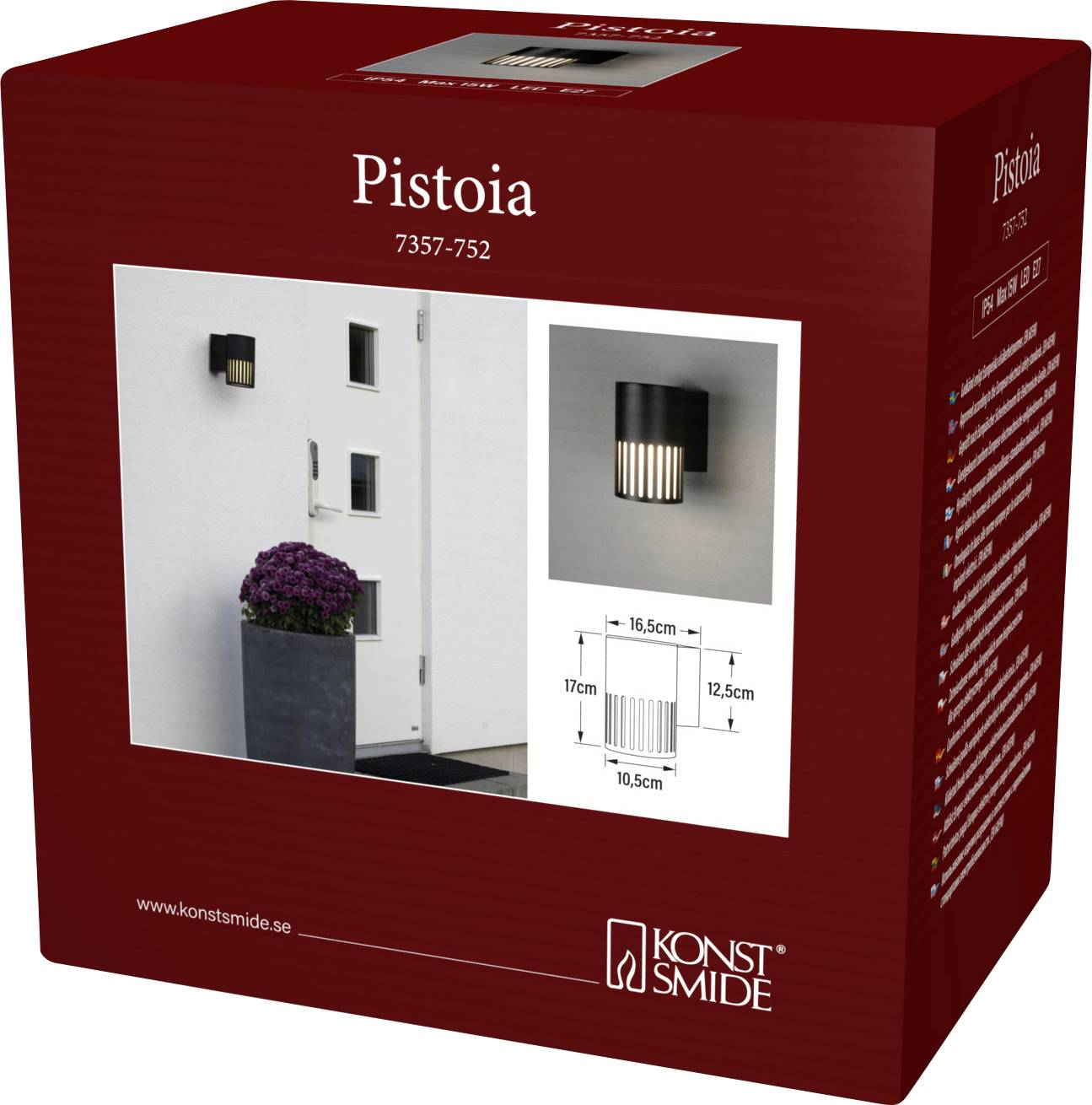 Zewnętrzna lampa ścienna Konstsmide Pistoia 7357-752 15 W IP54-0