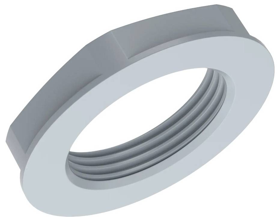 Sześciokątny pierścień z gwintem wewnętrznym, prawdopodobnie do mocowania kompatybilnej części, widziany pod kątem.