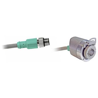 Zielony łącznik znajduje się obok cylindrycznego urządzenia metalowego z obrotowym elementem, prawdopodobnie będącego częścią instalacji przemysłowej lub elektronicznej.