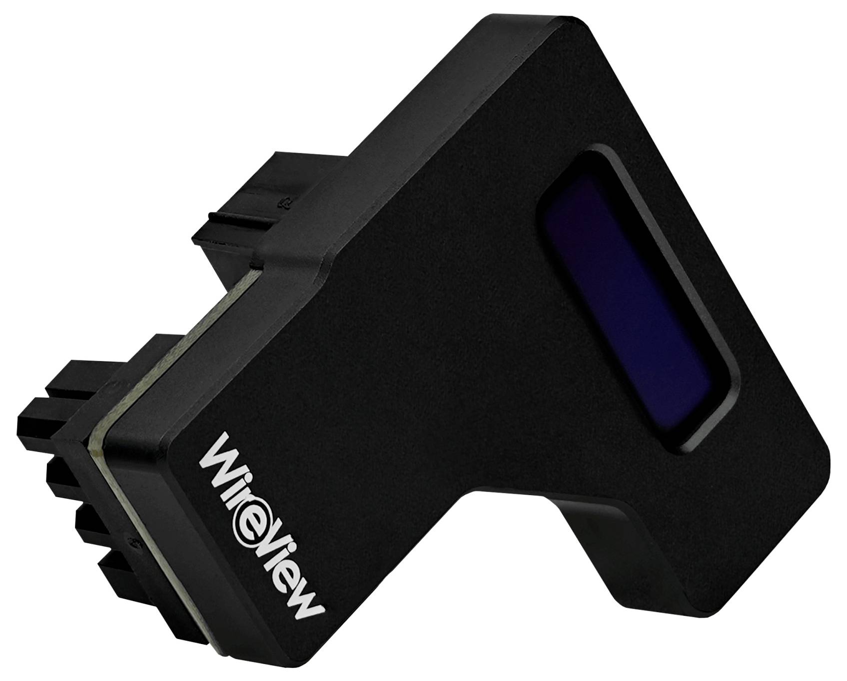 Czarny adapter WireView VE-7 Wiremap do użytku z zestawami testowymi Fluke Networks, charakteryzujący się charakterystycznym kątem wzornictwa.