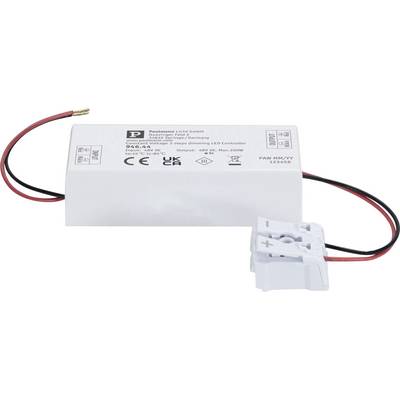 Prostokątna skrzynka sterownika LED z przewodami, oznaczona etykietą 'Paulmann Licht GmbH', odpowiednia do ściemniania oświetlenia LED, maks. 200W.