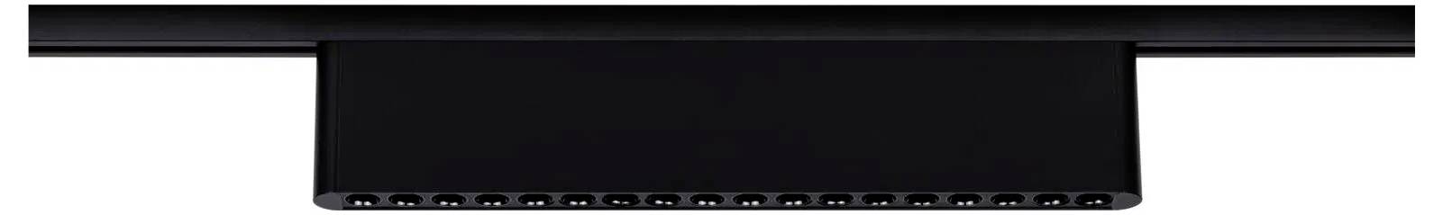 Prostokątne czarne urządzenie z rzędem małych okrągłych otworów wzdłuż dolnej krawędzi, umieszczone na jednolitym tle.