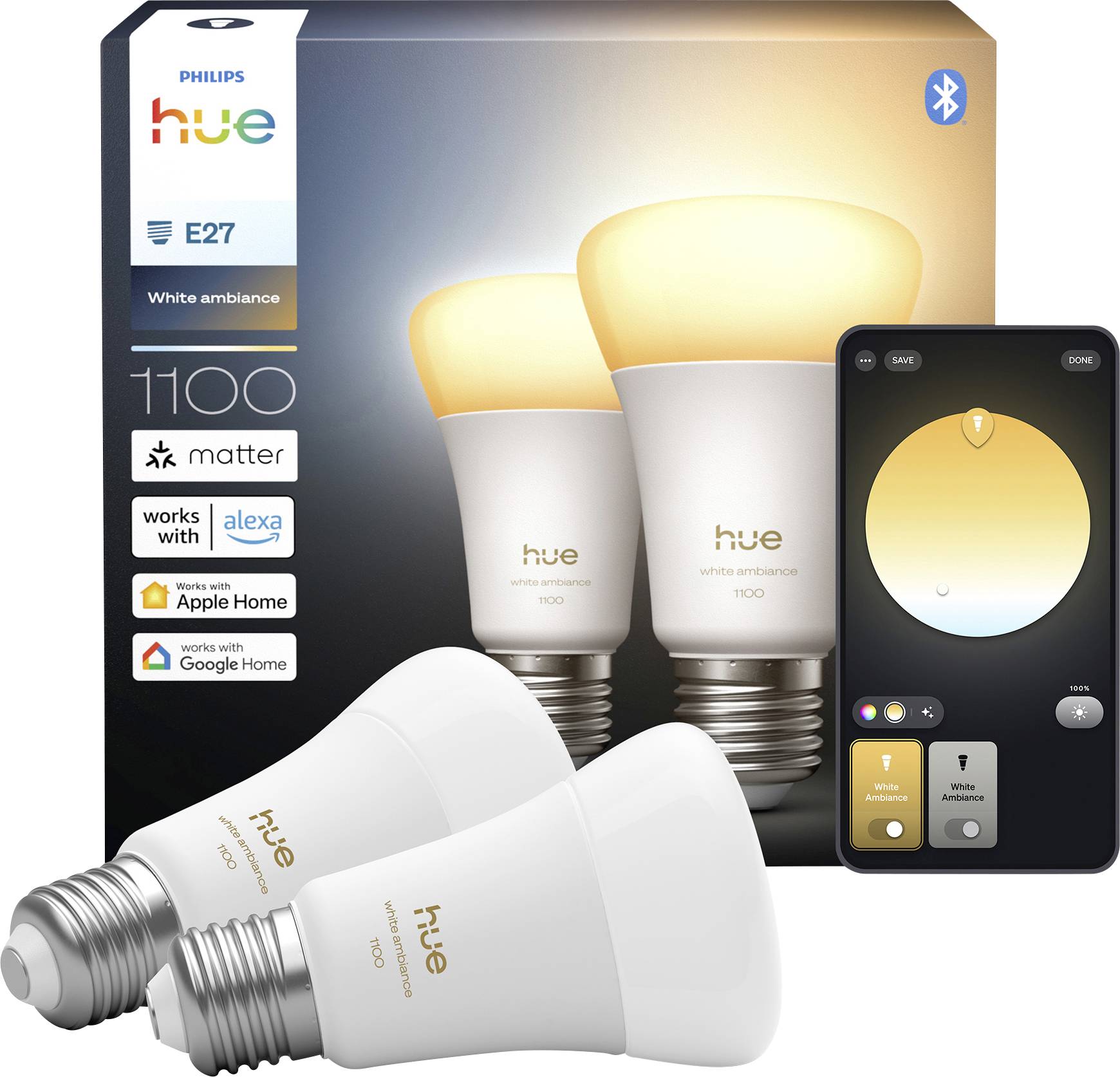Світлодіодна лампа Philips 929003854902 EEK: D (A - G) Hue White Amb.  Е-27 тепле біле денне світло