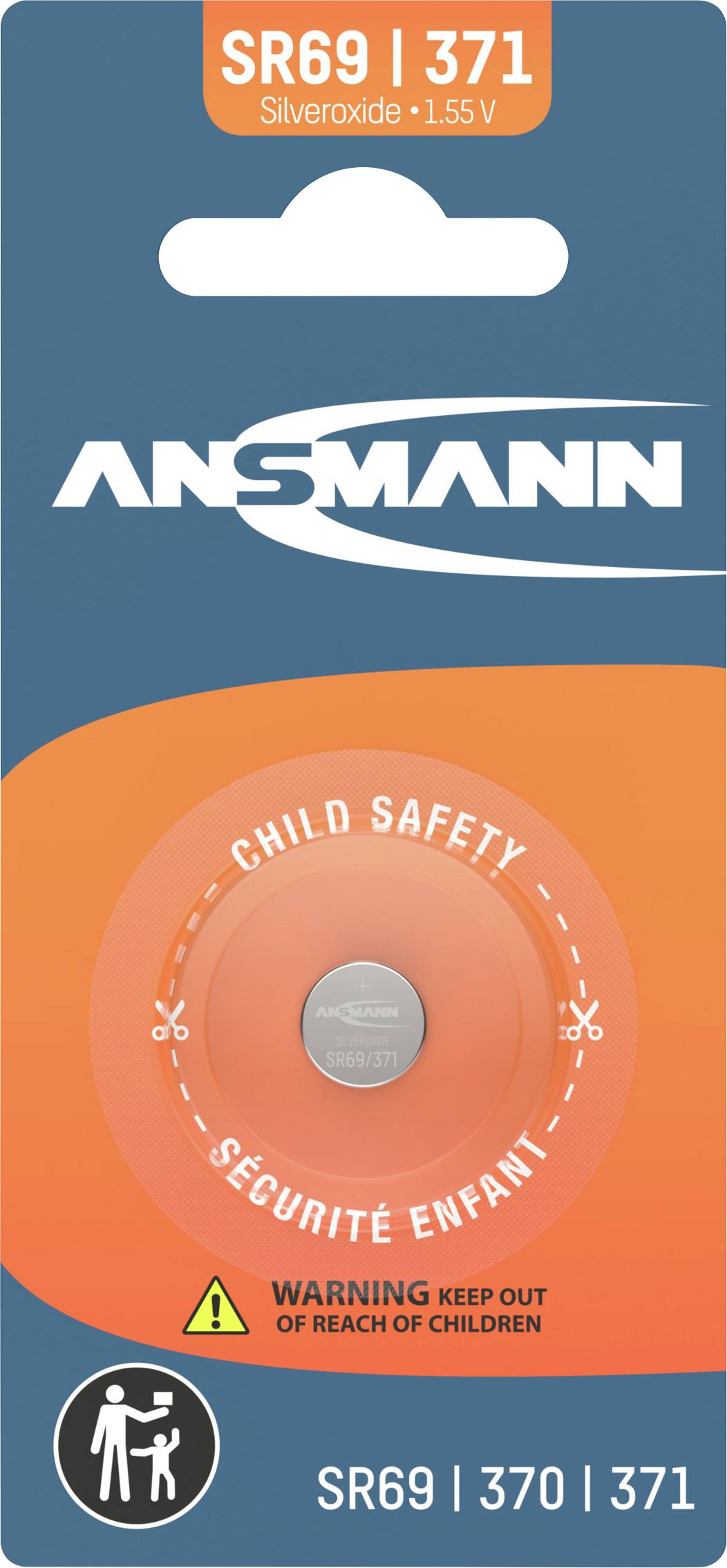 Батарейка-ґудзик 370 Ansmann Silberoxid Knopfzelle SR69 / SR920 / 370 / 371 1,55 В 1 шт. 24 мАг оксид срібла