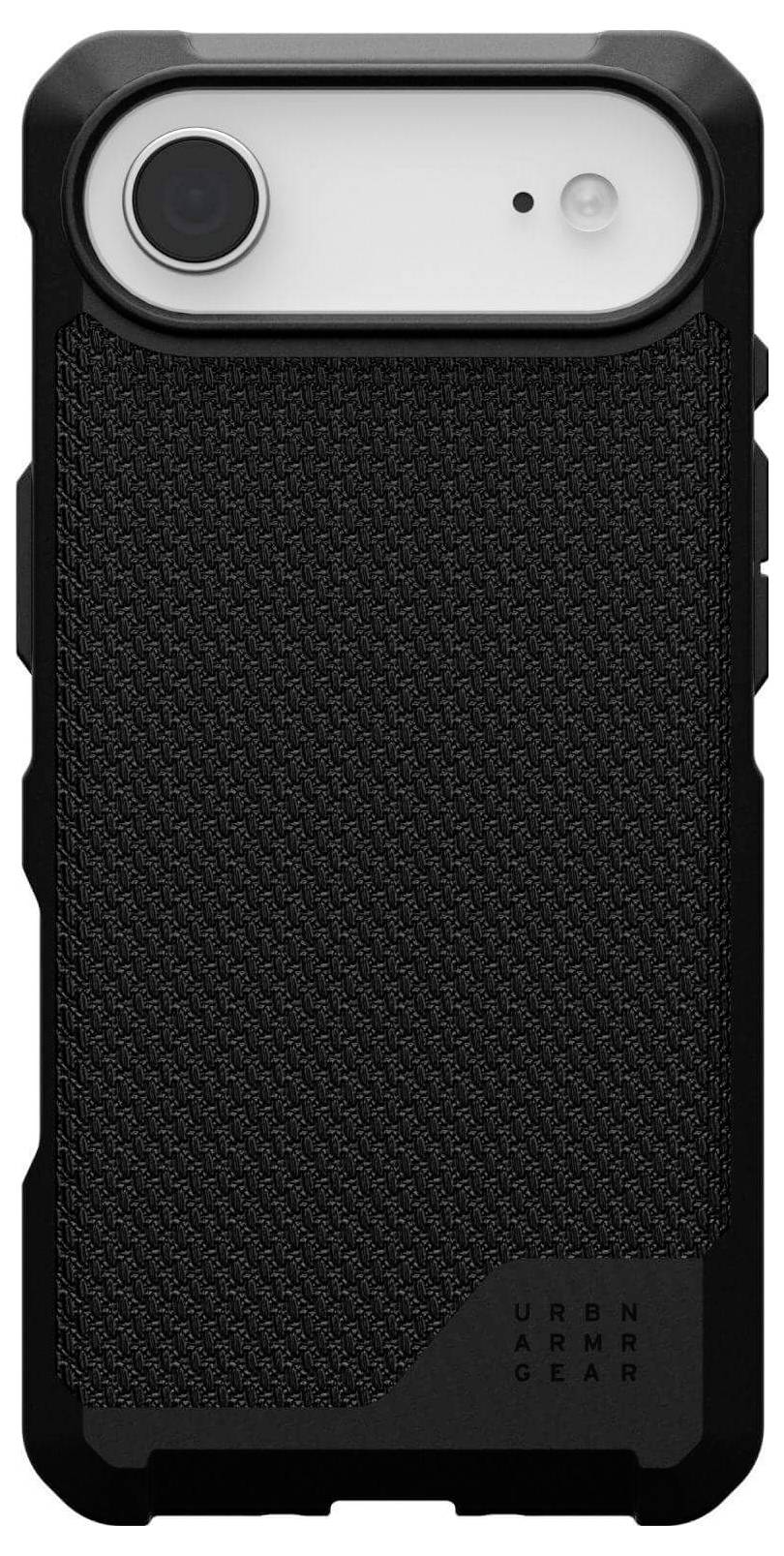 Czarny ochronny pokrowiec na telefon z teksturowanym tyłem i wytrzymałą konstrukcją, demonstrujący trwałość i powierzchnię przyjazną dla uchwytu.