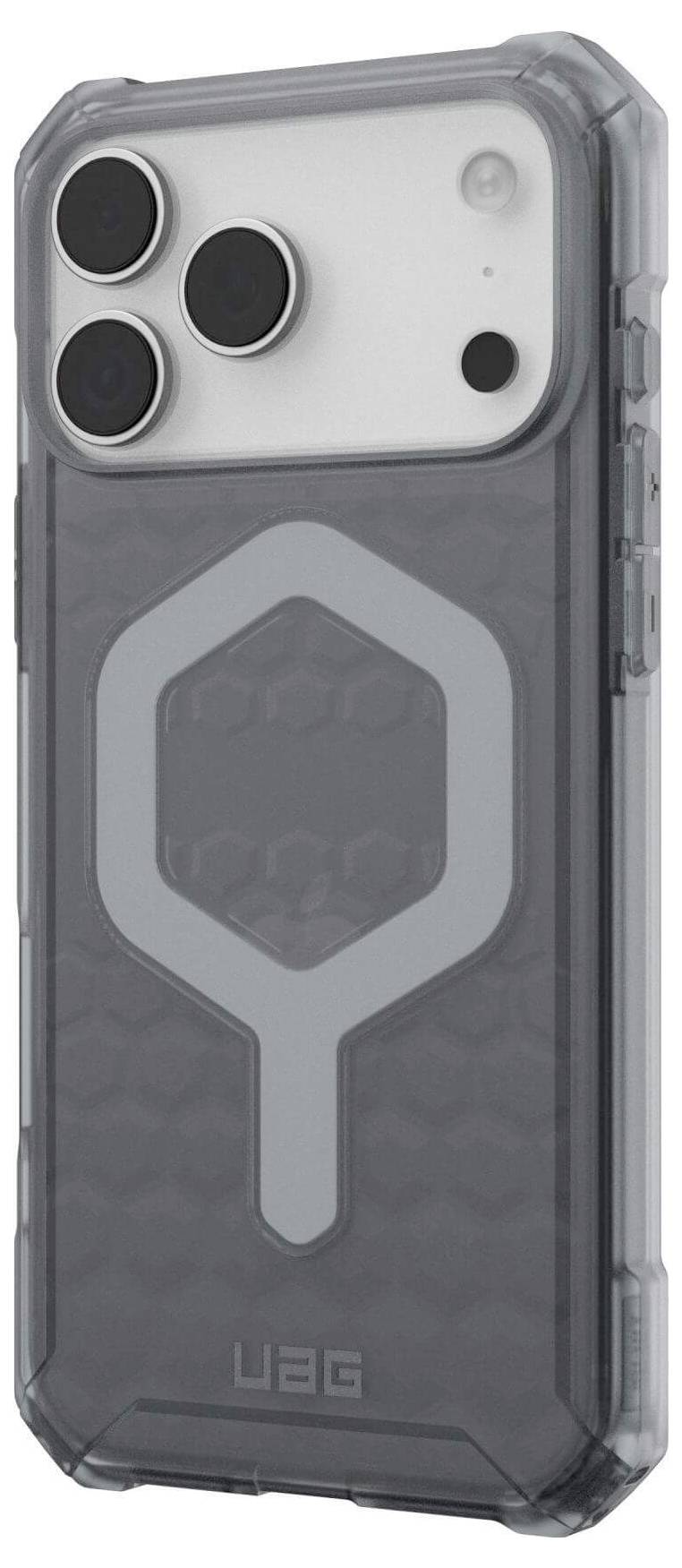 Przezroczyste etui na telefon ze wzorem plastra miodu na tylnej stronie eksponuje duże obiektywy aparatu, co wskazuje, że zostało zaprojektowane zarówno z myślą o ochronie, jak i stylu.