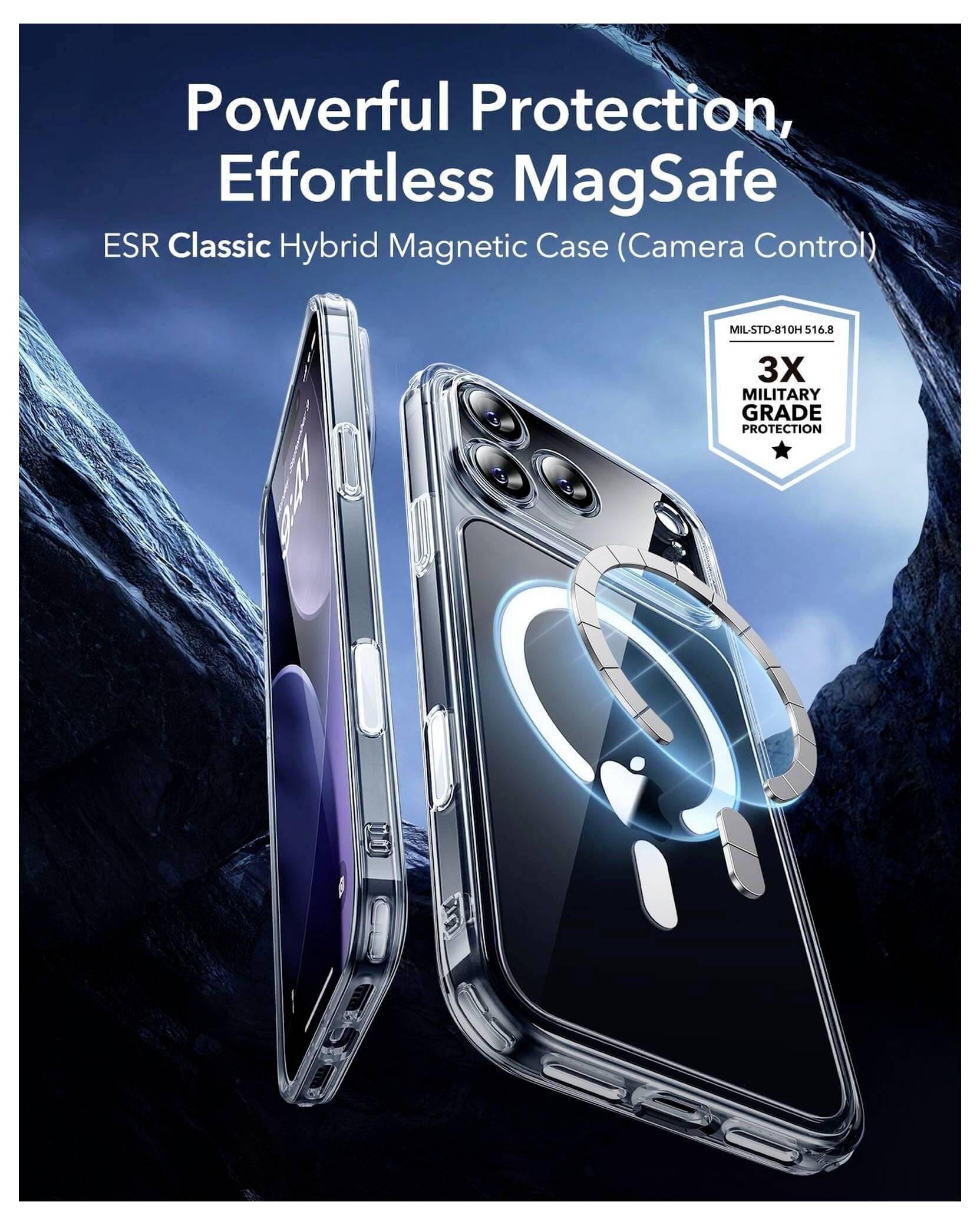 "Potężna Ochrona, Bezproblemowy MagSafe" — Hybrydowe Etui Magnetyczne ESR Classic dla precyzyjnej kontroli aparatu i ochrony na poziomie wojskowym.