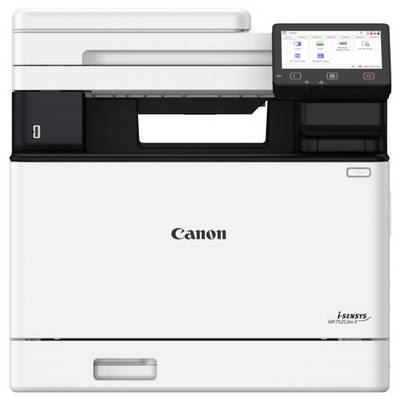 Wielofunkcyjne urządzenie Canon z ekranem dotykowym wyświetlającym opcje kopiowania, skanowania i drukowania.
