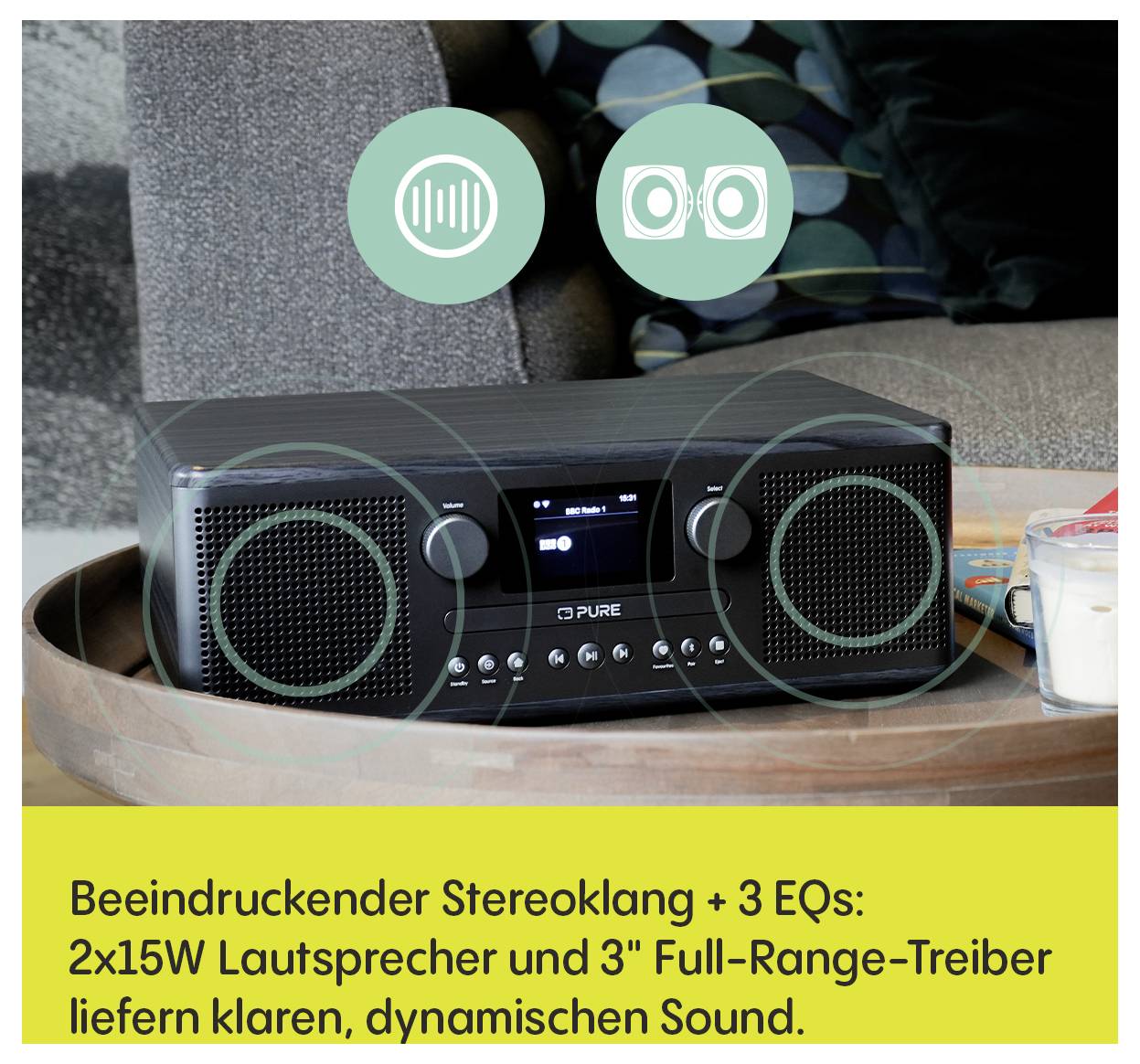 Кишенькове інтернет-радіо Pure Classic C-D6i Black-Black Aluminum Internet Radio, DAB+, FM, чорний, попелястий