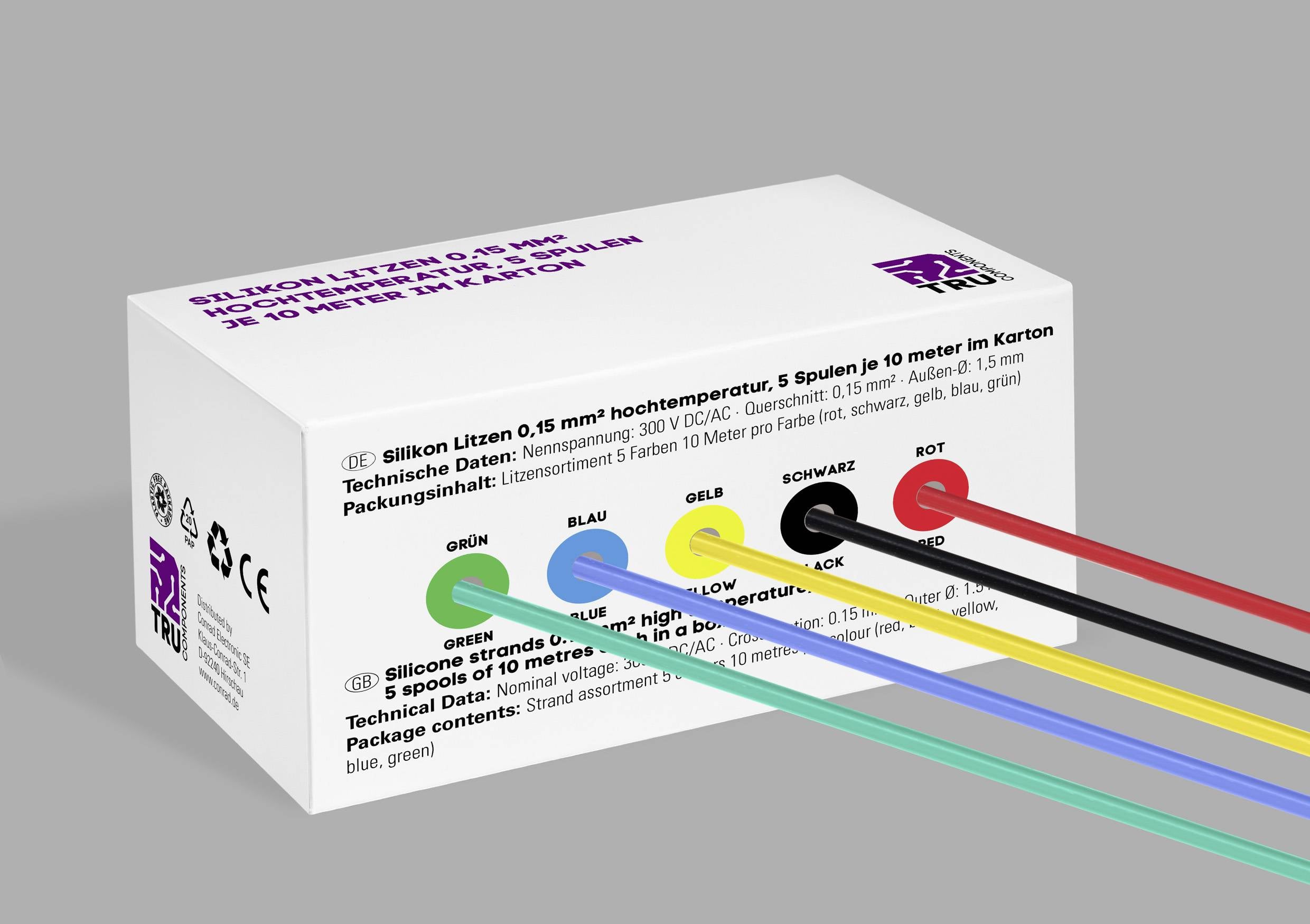 Многожильный силиконовый провод TRU COMPONENTS TC-14085036, 0,15 мм², 1 комплект.