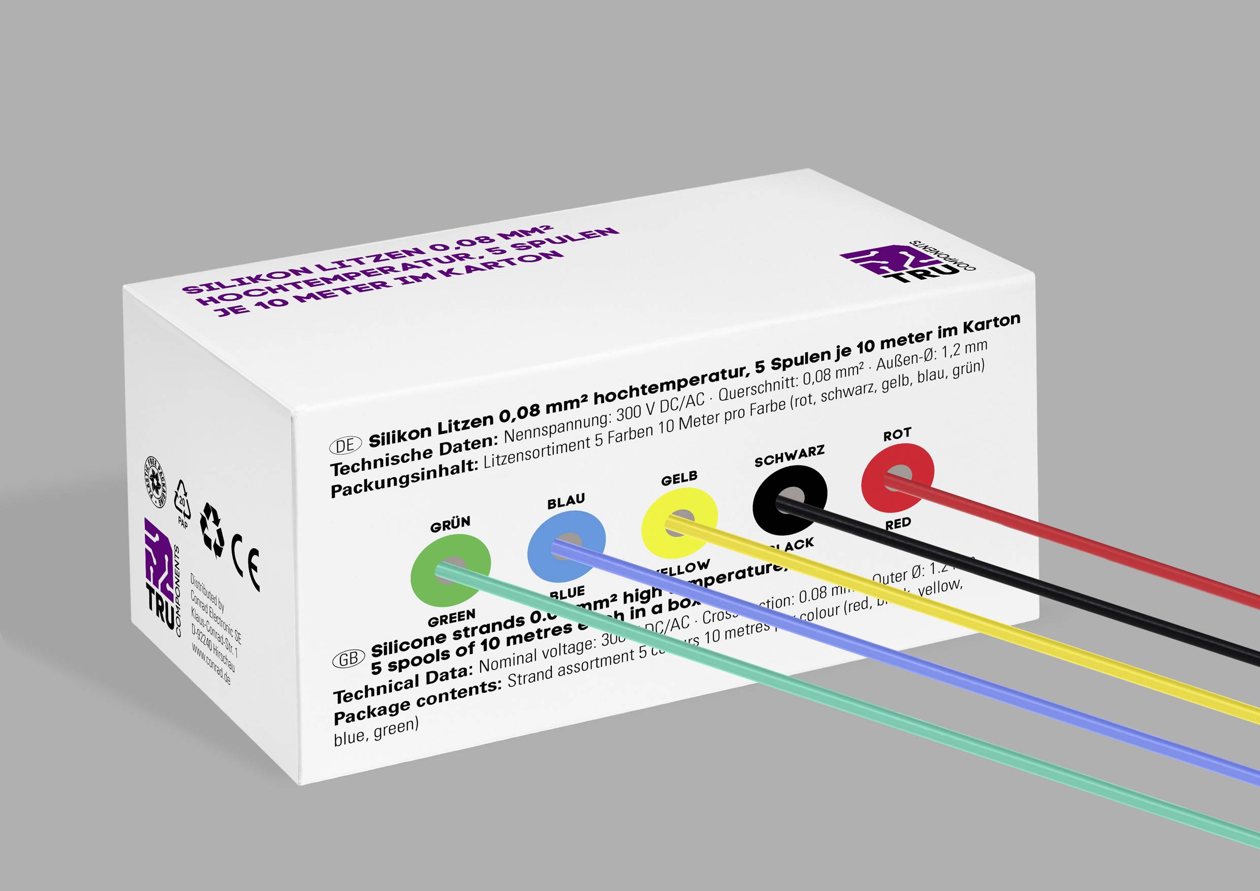 Многожильный силиконовый провод TRU COMPONENTS TC-14085040, 0,08 мм², 1 комплект.