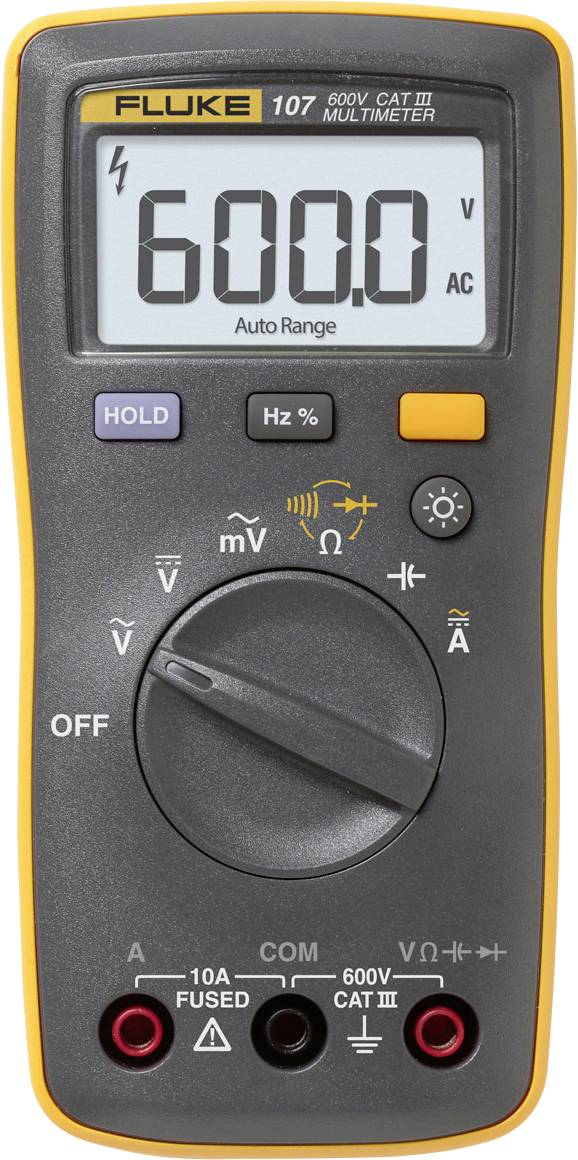 Цифровий мультиметр Fluke 107/EUR CAT IV 600 В. Відображається в цифрах: 6000.