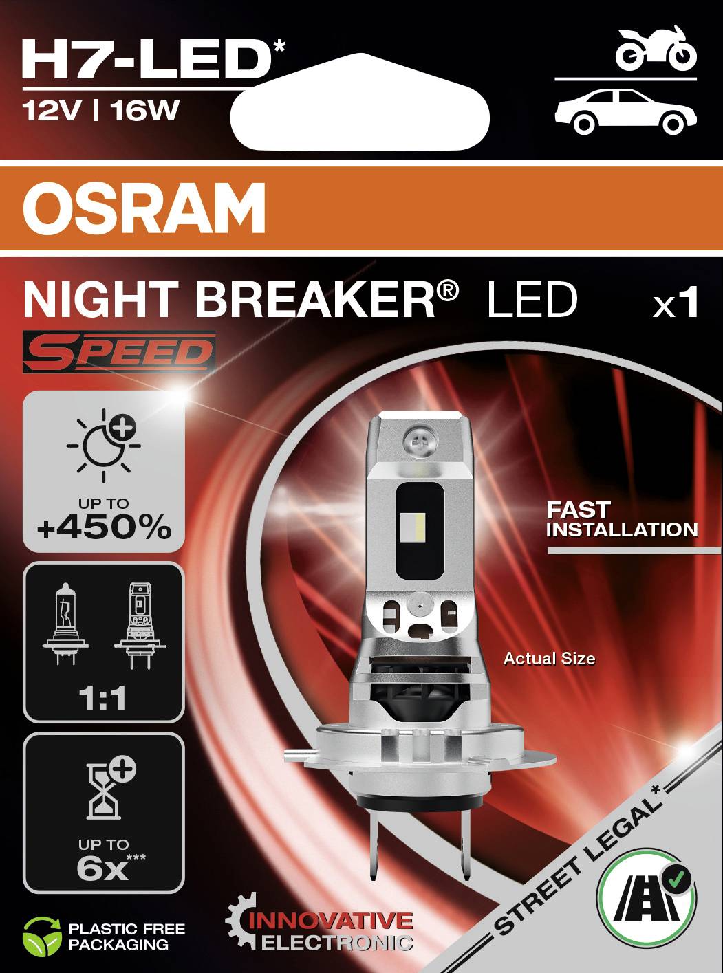 Світлодіодна лампа OSRAM 64210DWNBSP-1HB NIGHT BREAKER® LED SPEED H7 16 Вт 12 В
