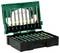 Zestaw narzędziowy w kolorach zielonym i czarnym, zawierający różne końcówki wkrętaków ułożone w rzędach, gdzie każda końcówka jest oznaczona numerami wskazującymi jej rozmiar lub typ.