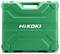 Zielony plastikowy skrzynka na narzędzia z uchwytem, z wyraźnym logo 'HiKoki' na przedniej ściance.