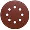 Okrągła, rdzawobrązowa tarcza szlifierska z ośmioma równomiernie rozmieszczonymi otworami ułożonymi w kształcie koła.