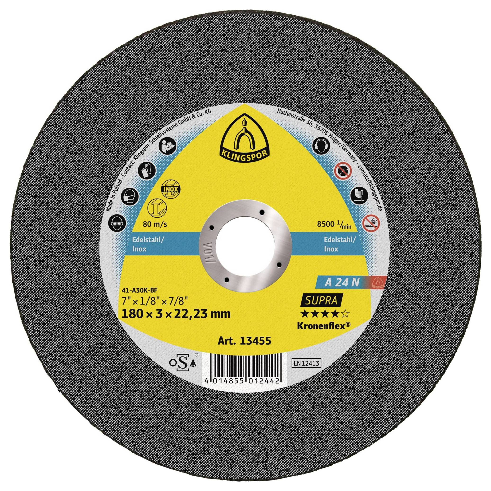Tarcza tnąca prosta Klingspor A 24 N Supra 13455 180 mm 25 szt.