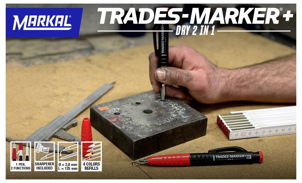 Маркер для глибоких отворів Markal TRADES-MARKER DRY 2IN1 95301