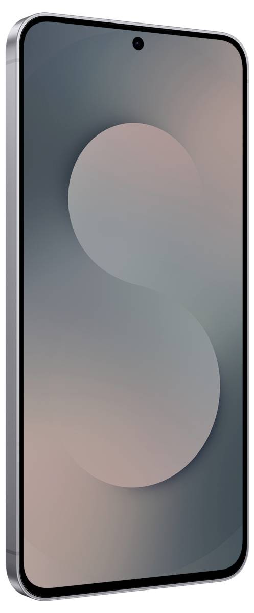 Smukły, nowoczesny smartfon z dużym wyświetlaczem, cienkimi ramkami i subtelnym wzorem w kształcie litery 'S' na ekranie.