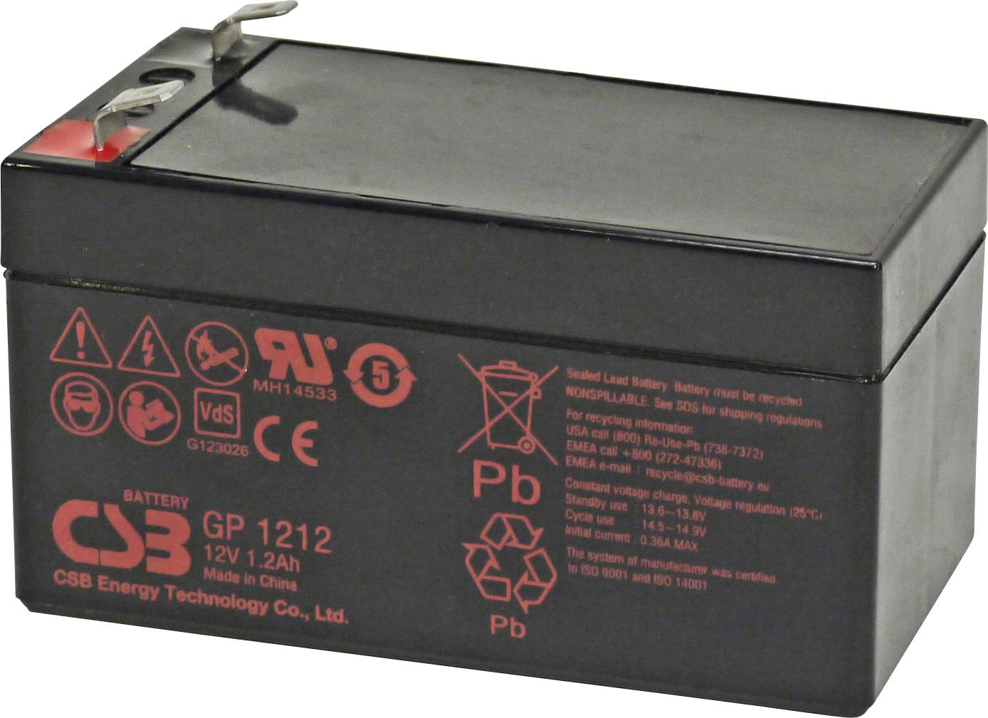 Свинцево-кислотний акумулятор CSB Battery GP1212 AGM 1,2 Ah 12 V 1 шт.