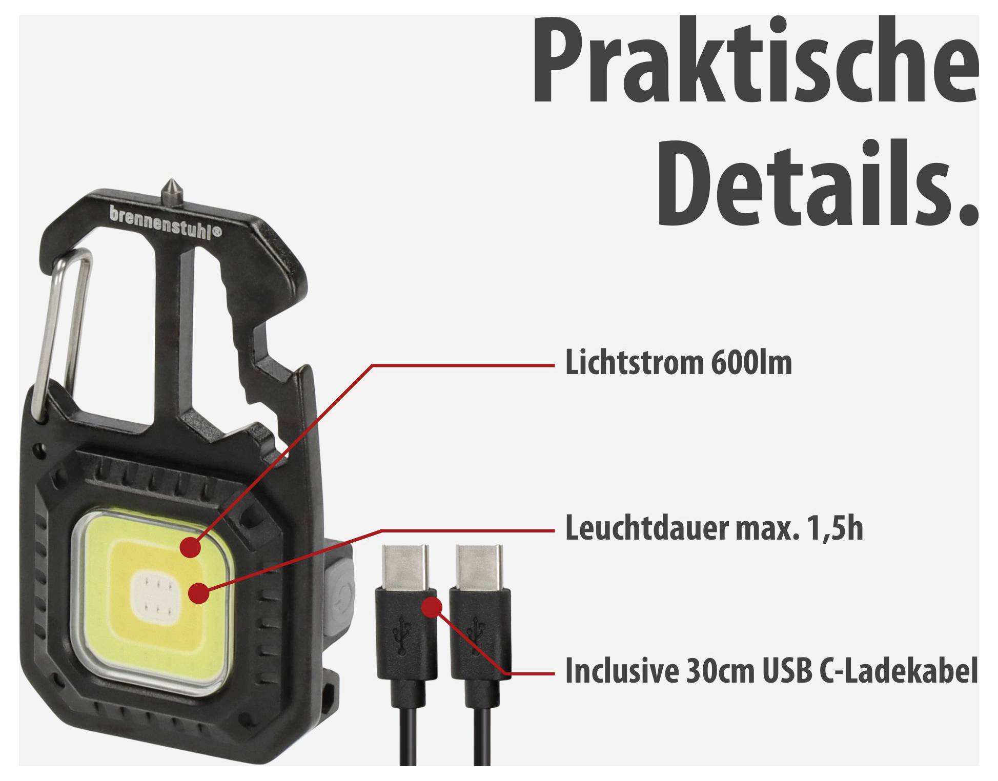 Brennenstuhl MTL 600 A 1173750009 Світлодіодний акумуляторний ліхтарик 600 лм 1,5 год 50 г
