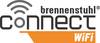 Logo 'Brennenstuhl Connect WiFi' z symbolem WiFi nad słowem 'connect'. Tekst jest w kolorze czarnym i pomarańczowym na białym tle.