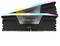 Kości RAM oznaczone jako 'Vengeance DDR5' z podświetleniem RGB, prezentujące elegancki design przeznaczony do wydajnego przetwarzania komputerowego.
