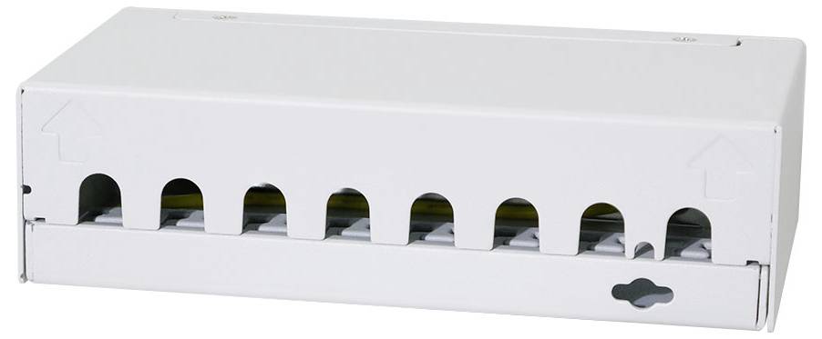 Biały metalowy uchwyt z rowkami, zaprojektowany do przechowywania pojedynczej pełnowymiarowej płyty optycznej, zazwyczaj używany do składowania płyt CD lub DVD.