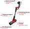 Czerwona dmuchawa do liści z uchwytem równoważącym, regulacją prędkości obrotowej, wysoką mocą nadmuchu i regulowaną głowicą nadmuchową.