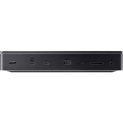 Zbliżenie przedniej ściany komputera przedstawiające różne porty, w tym USB-C, USB-A, gniazdo słuchawkowe oraz sloty na karty.