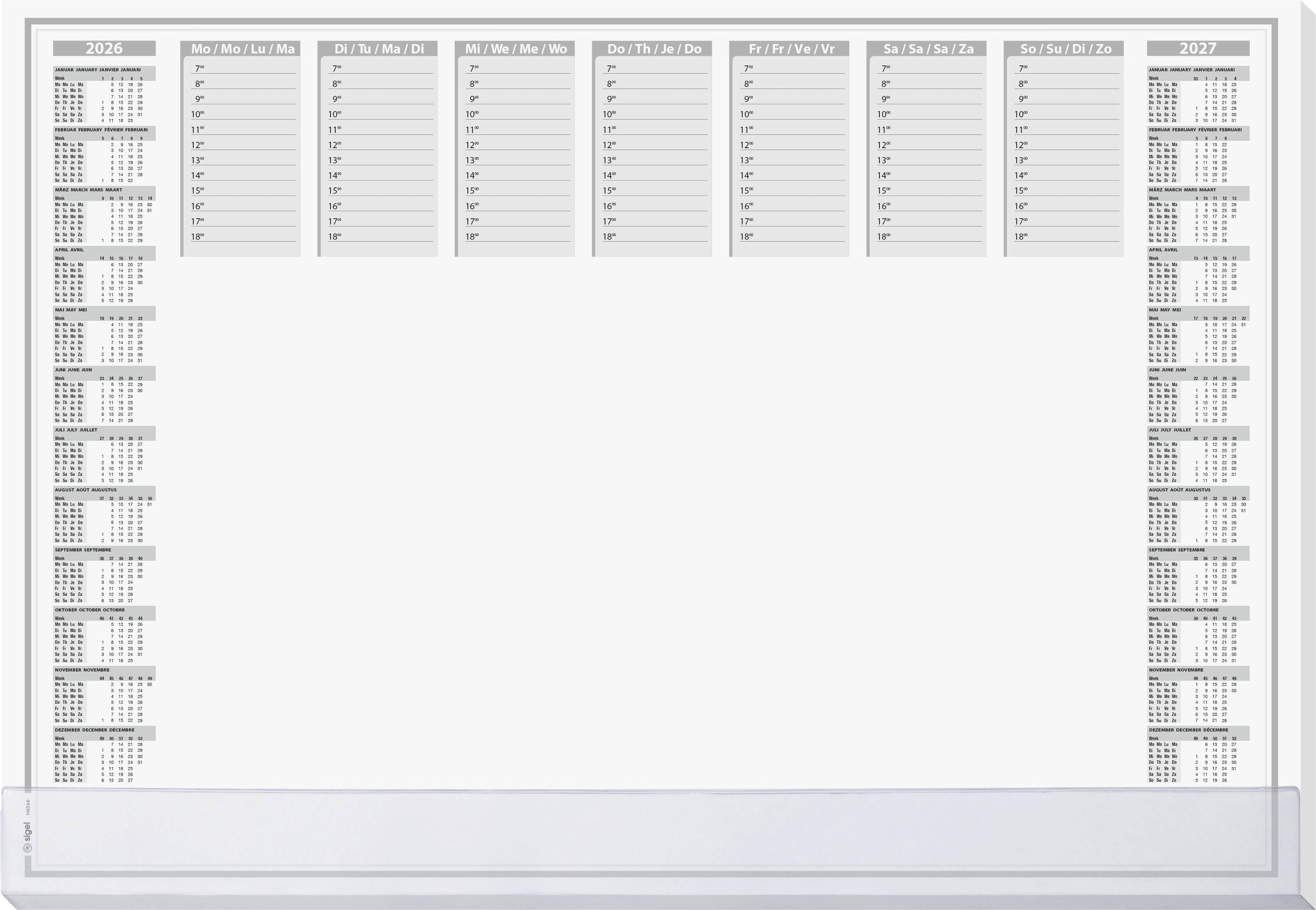 Планер Sigel H6366, щотижневий, білий (Ш x В) 59,50 см x 41 см