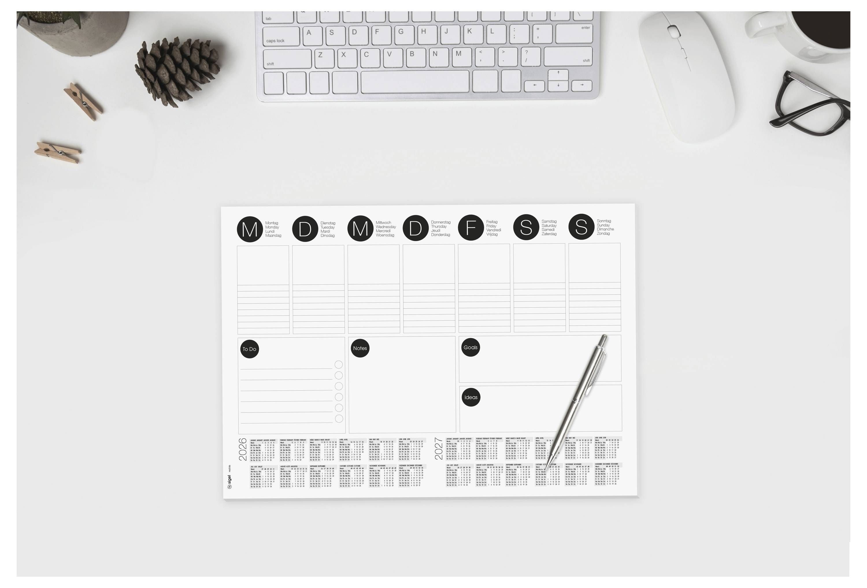 Блокнот для тижневого планувальника Sigel H6506 Білий, Чорний (Ш x В) 42 см x 29,70 см