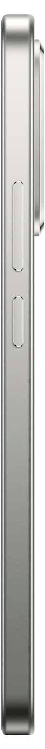 Widok z boku smartfona w kolorze srebrnym, pokazujący dwa przyciski po lewej stronie i wybrzuszenie tylnej kamery na górnej krawędzi.