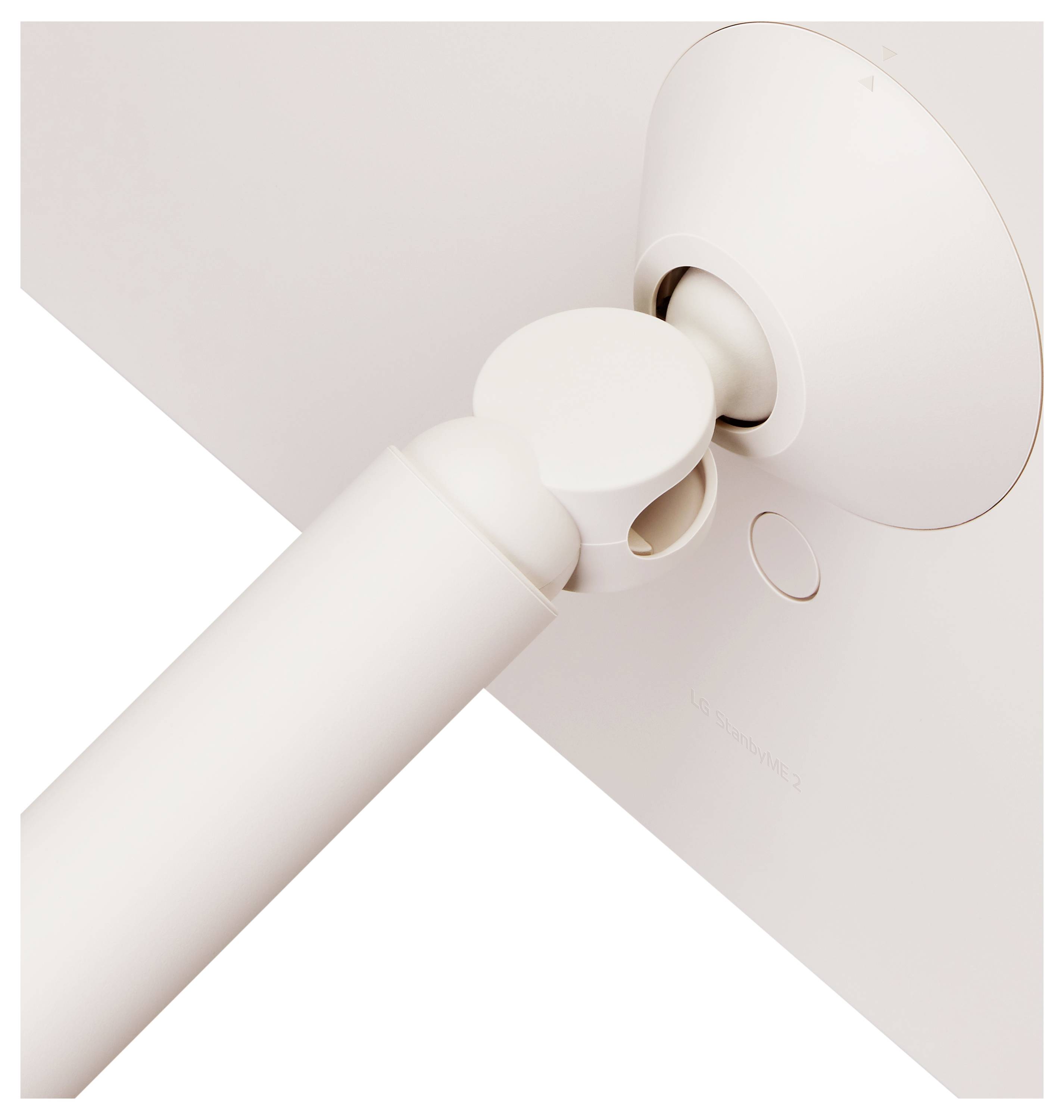 Zbliżony widok zawiasu mocowania podstawy monitora, przymocowanego do tylnej części ekranu, prezentujący jego projekt oraz punkt połączenia.