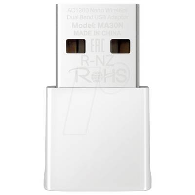'Adapter bezprzewodowy AC1300 Nano Dual Band USB, Model: MA30N, Wyprodukowano w Chinach'