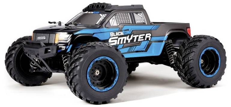 Blackzon Blauw Brushed 1:12 RC auto Elektro Monstertruck 4WD 2,4 GHz Incl. accu en lader, Met lichteffect