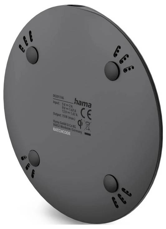 Індуктивний зарядний пристрій Hama 15 Вт 201746 00201746 Тип виходу бездротовий QI чорний