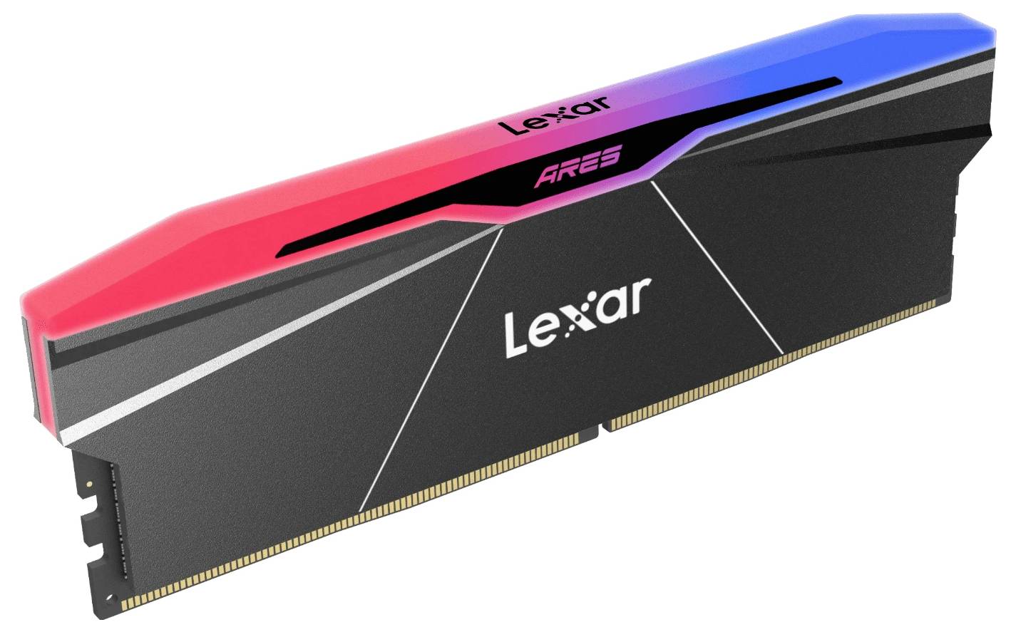 Moduł pamięci Lexar ARES DDR4 z podświetleniem RGB, prezentujący elegancki design. Odpowiedni do poprawy wydajności komputera.