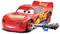 Czerwony zabawkowy samochód wyścigowy z logo 'Rust-eze' i numerem '95' na boku, wyposażony w zdejmowane koła.