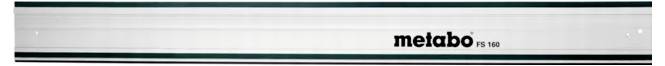 Etykieta Metabo FS 160 na srebrnym panelu metalowego narzędzia lub maszyny z zielonym wykończeniem.